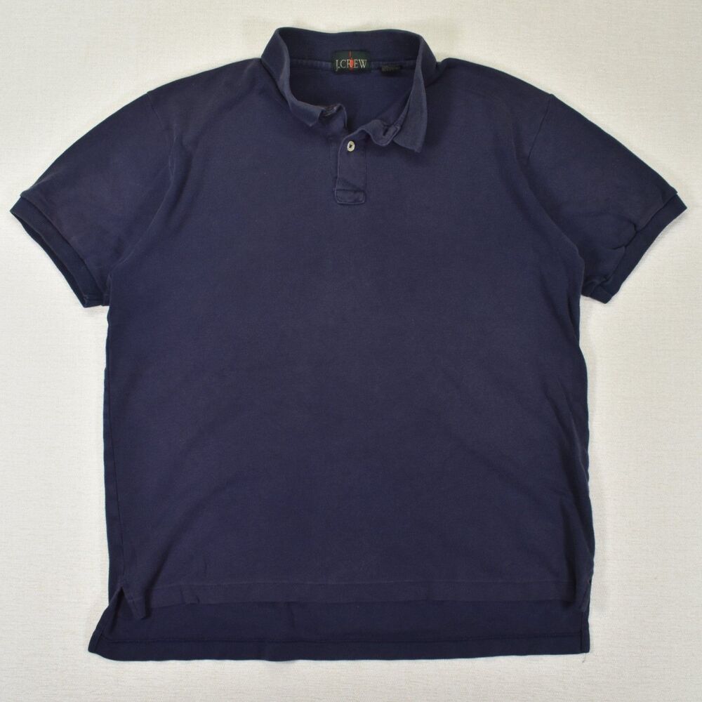 Vintage J Crew Oarsman Polo Shirt Navy Blue Large Short Sleeve Cotton